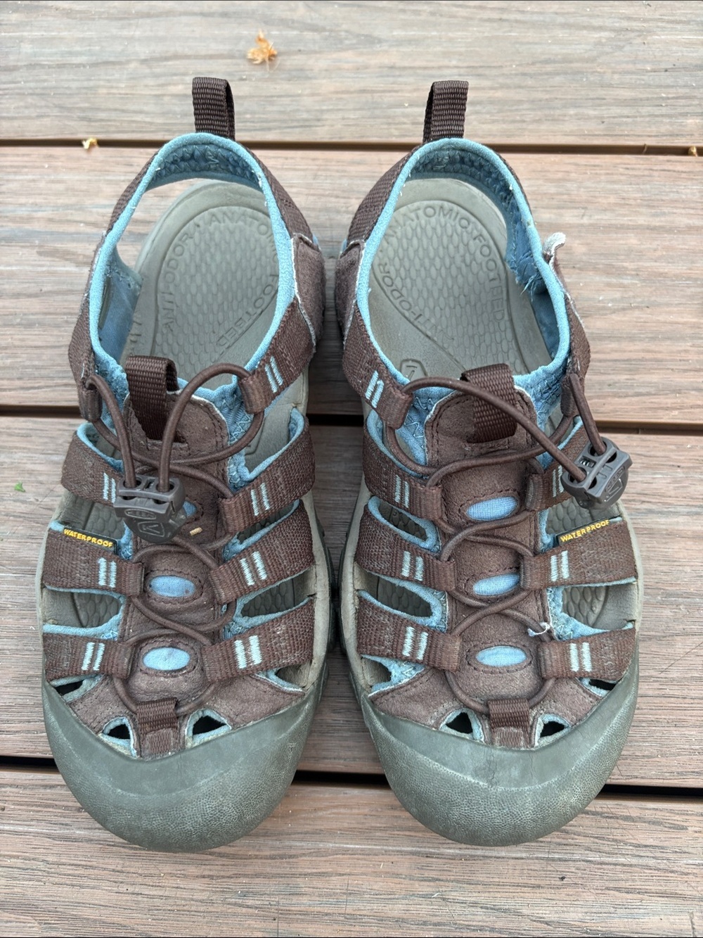 Keen Brown and Light Blue Closed-Toe Outdoor Sandals